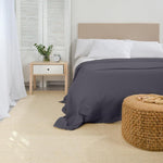 Waffle Blanket Throw Dark Grey