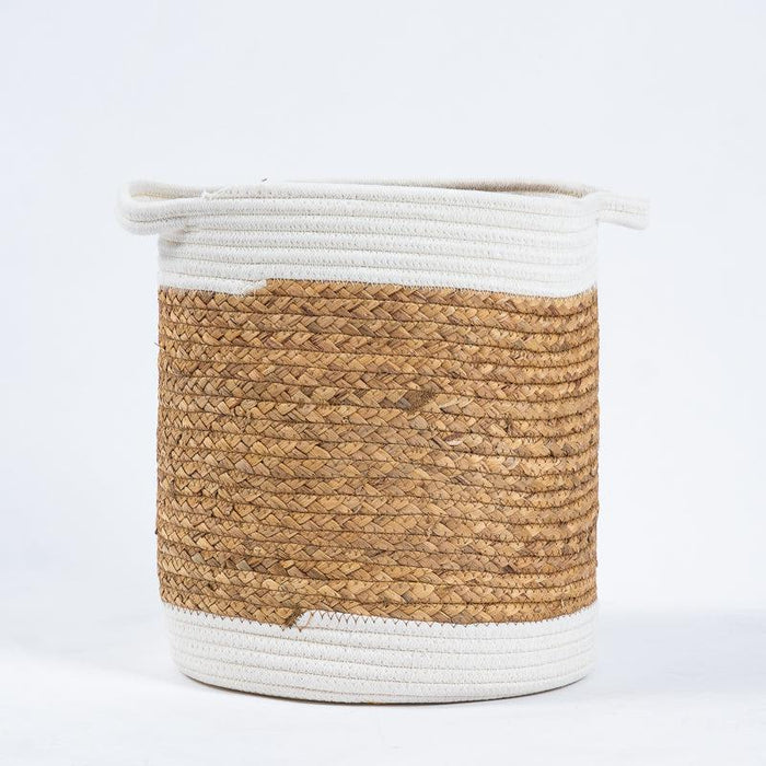 Water Hyacinth Basket with White Rim-