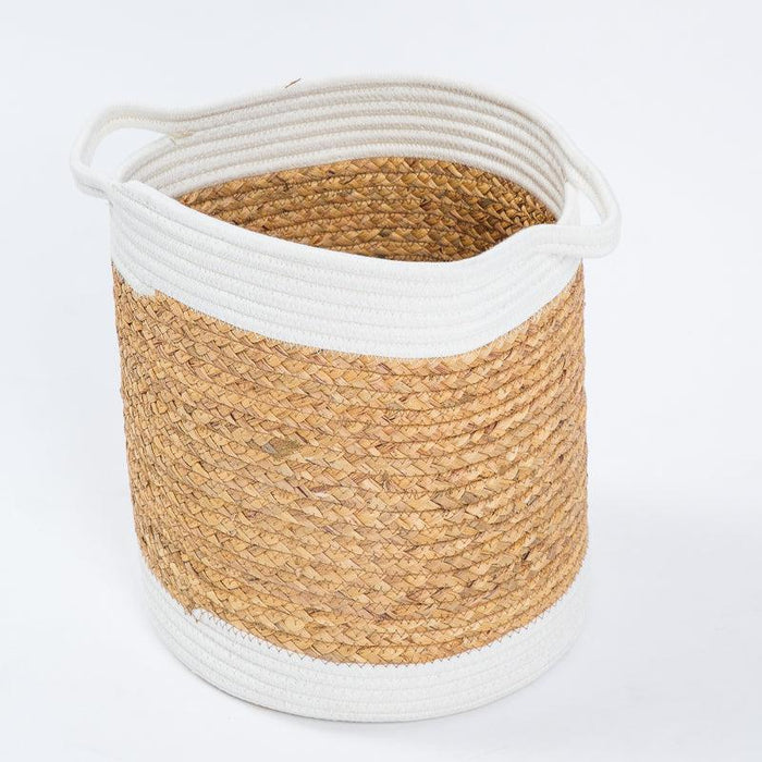 Water Hyacinth Basket with White Rim-