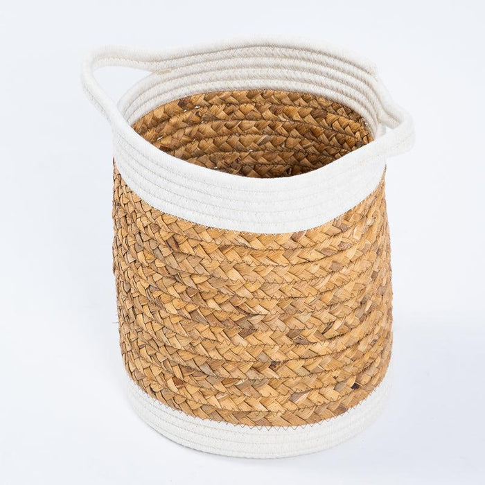 Water Hyacinth Basket with White Rim-