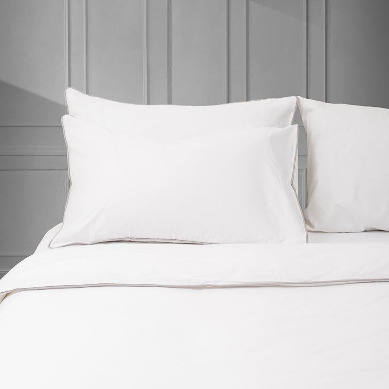 Whisper Soft 400 Thread Count Egyptian Grey Piped Edge Duvet Cover Set-DUVET COVER