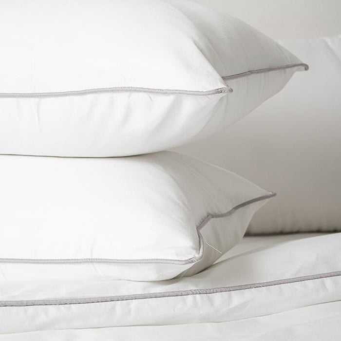 Whisper Soft 400 Thread Count Egyptian Grey Piped Edge Duvet Cover Set-DUVET COVER