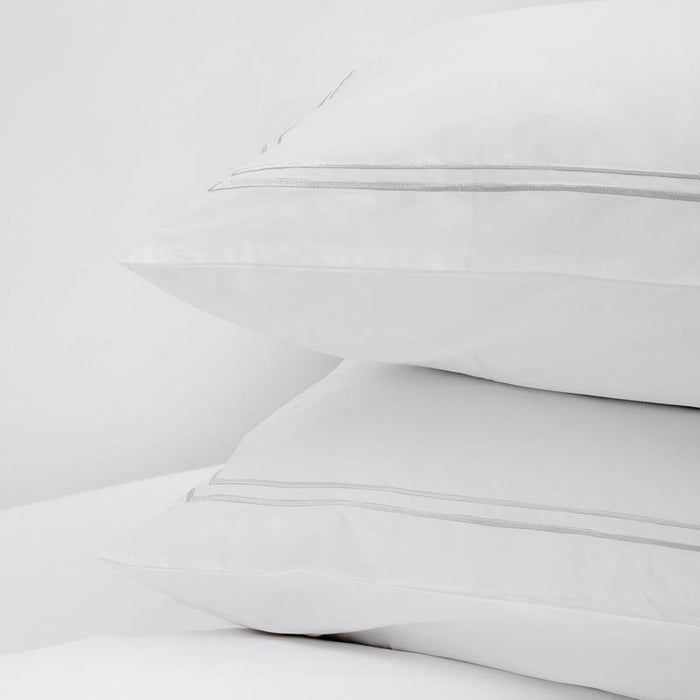 Whisper Soft 400 Thread Count Egyptian Cotton Sateen Satin Stitch Pillowcase Pair - Grey-Pillowcase
