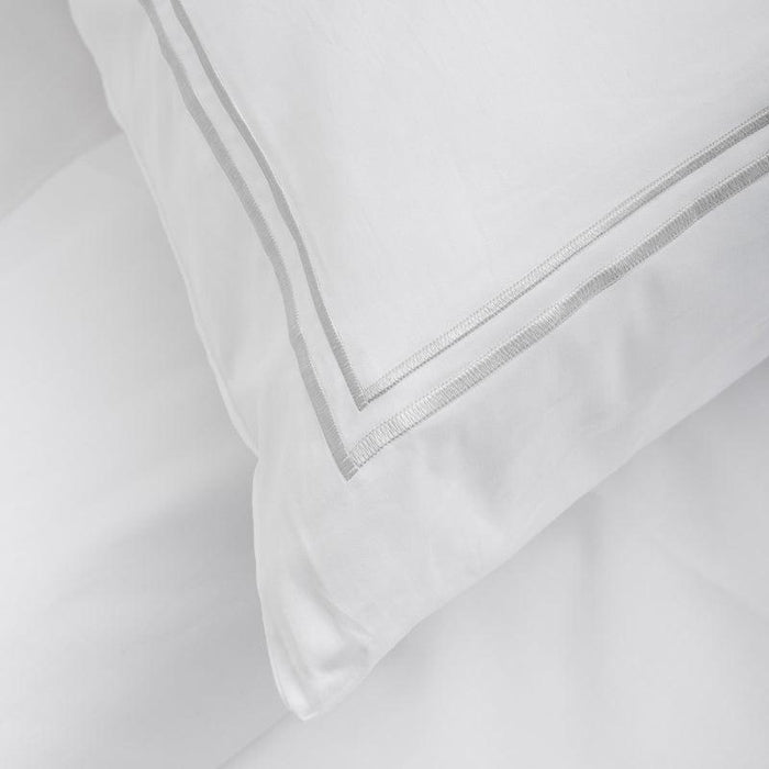 Whisper Soft 400 Thread Count Egyptian Cotton Sateen Satin Stitch Pillowcase Pair - Grey-Pillowcase