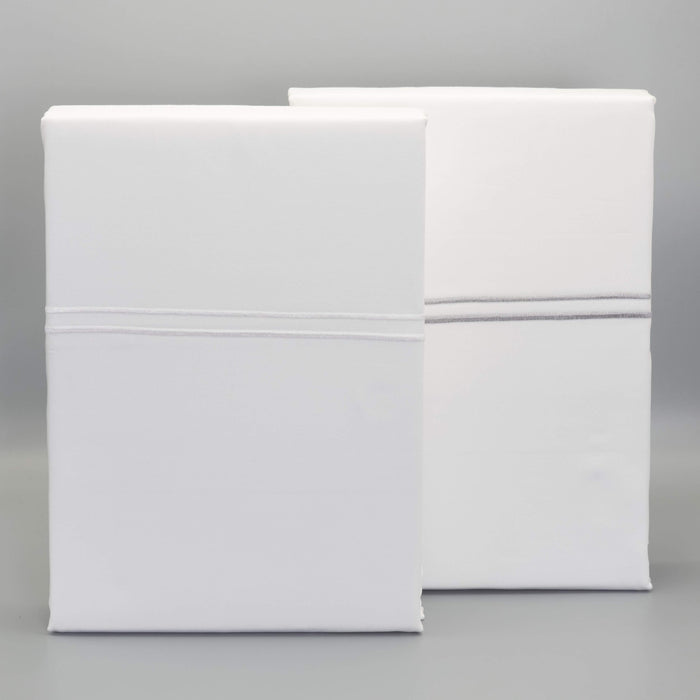 Whisper Soft 400 Thread Count Sateen Egyptian Cotton Two Line Satin Stitch Duvet Cover Set - White