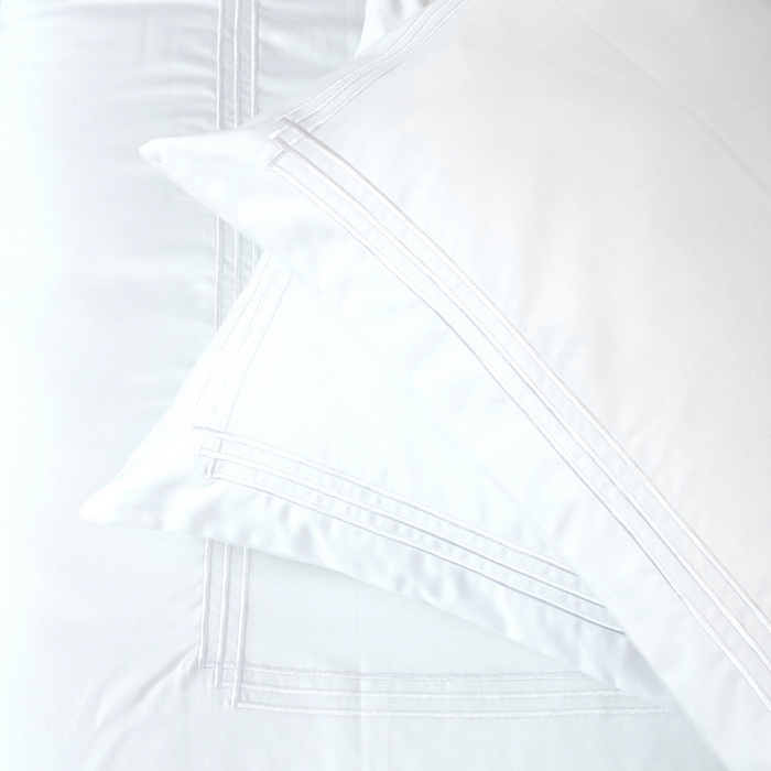 Whisper Soft 500 Thread Count Egyptian Cotton Heritage Collection Tribeca Duvet Cover Set - White Stitch