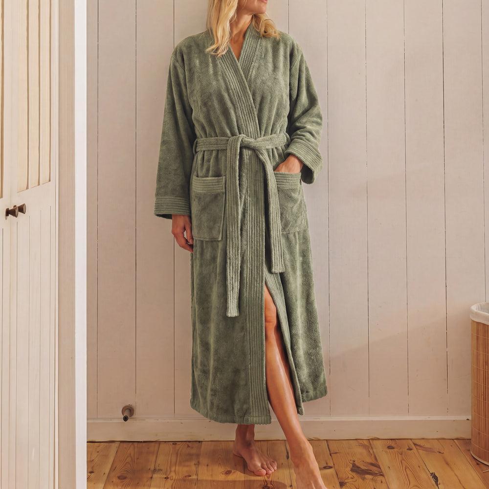 Whisper Soft Classic Toweling Bathrobe Hunter Green-Bathrobes