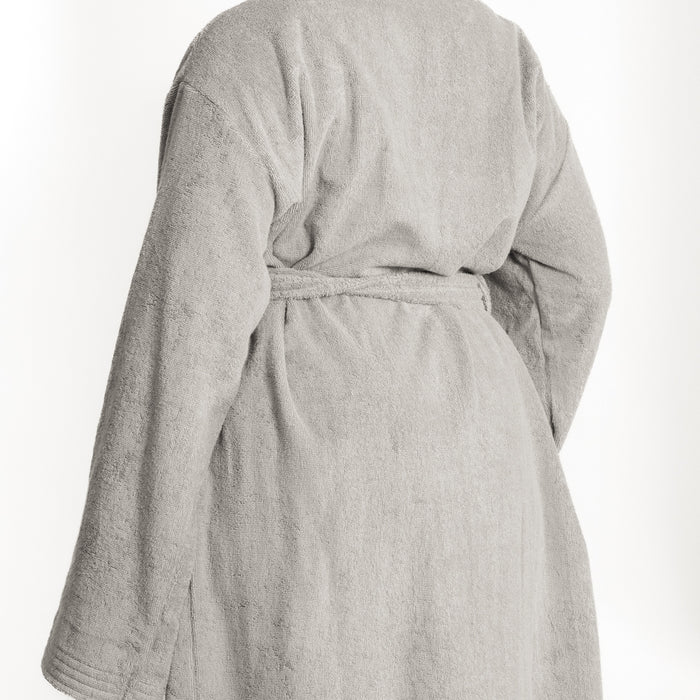 Whisper Soft Classic Toweling Bathrobe Light Grey-Bathrobes