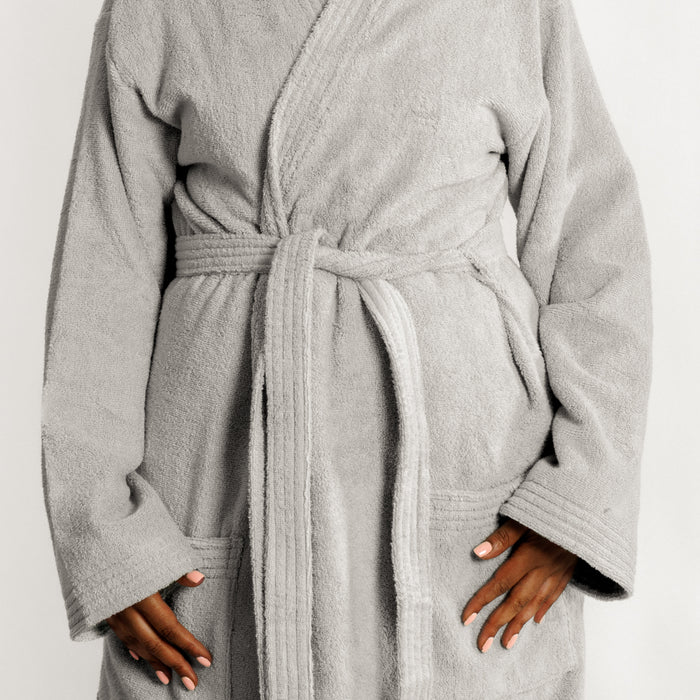 Whisper Soft Classic Toweling Bathrobe Light Grey-Bathrobes
