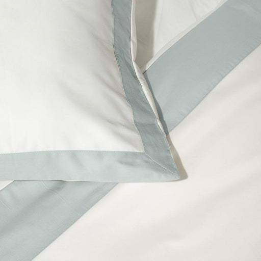 Whisper Soft 400 Thread Count Egyptian Cotton Contrast Border Duvet Cover Set White with Duck Egg-Duvet Cover