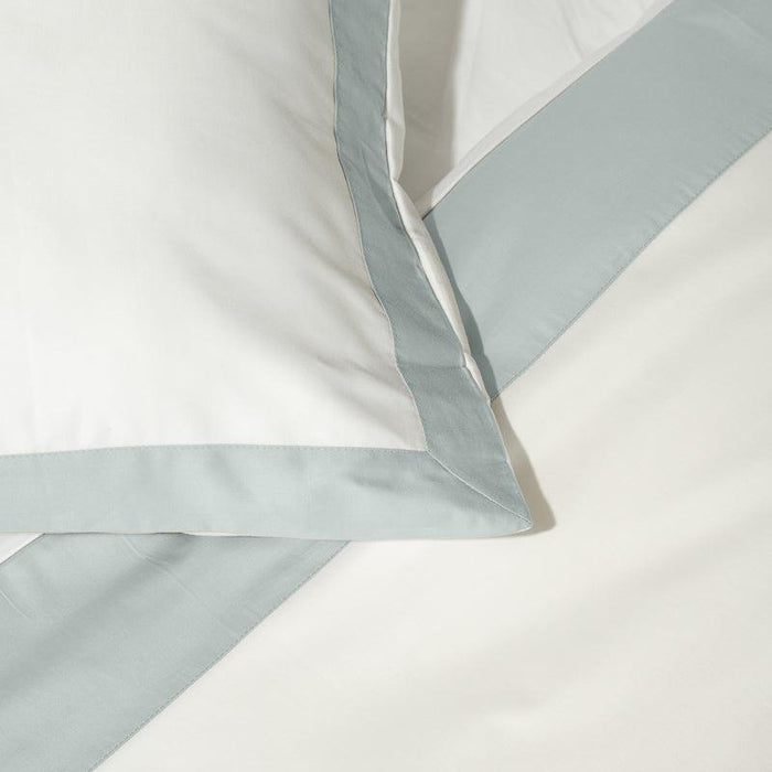 Whisper Soft 400 Thread Count Egyptian Cotton Contrast Border Duvet Cover Set White with Duck Egg-Duvet Cover