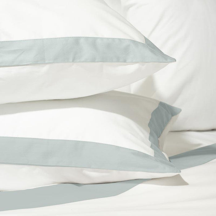 Whisper Soft 400 Thread Count Egyptian Cotton Contrast Border Duvet Cover Set White with Duck Egg-Duvet Cover