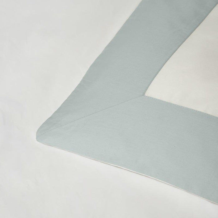 Whisper Soft 400 Thread Count Egyptian Cotton Contrast Border Duvet Cover Set White with Duck Egg-Duvet Cover