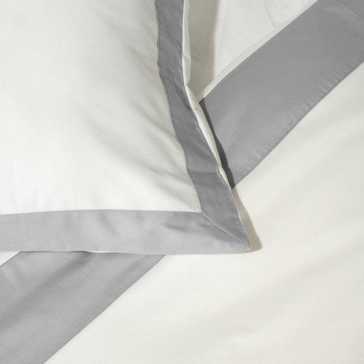 Whisper Soft 400 Thread Count Egyptian Cotton Contrast Border Duvet Cover Set White with Grey-Duvet Cover