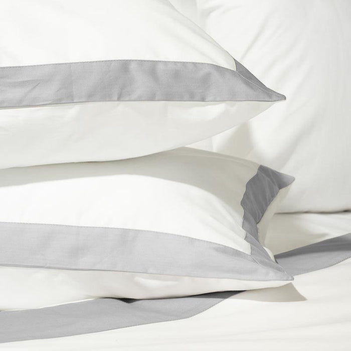 Whisper Soft 400 Thread Count Egyptian Cotton Contrast Border Duvet Cover Set White with Grey-Duvet Cover