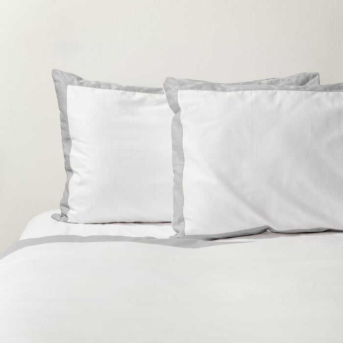 Whisper Soft 400 Thread Count Egyptian Cotton Contrast Border Duvet Cover Set White with Grey-Duvet Cover