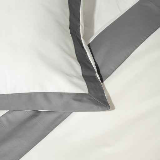 Whisper Soft 400 Thread Count Egyptian Cotton Contrast Border Duvet Cover Set White with Steel-Duvet Cover