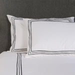 Whisper Soft Heritage Collection 700 Thread Count Egyptian Cotton Pillowcase Pair Black Satin Stitch