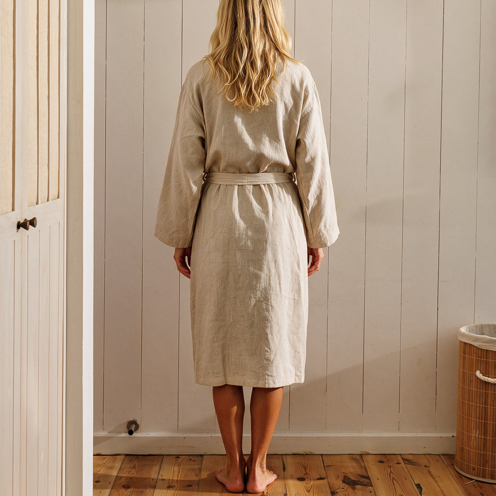 Whisper Soft Heritage Collection Linen and Cotton Kimono Natural-Bathrobes