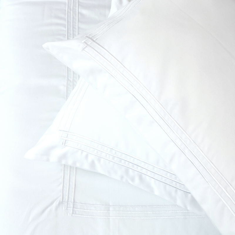 Whisper Soft 500 Thread Count Egyptian Cotton Heritage Collection Tribeca Duvet Cover Set - White Stitch