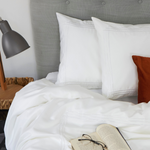 Whisper Soft Heritage Collection Tribeca 500 Thread Count Egyptian Cotton Duvet Cover Set White Stitch