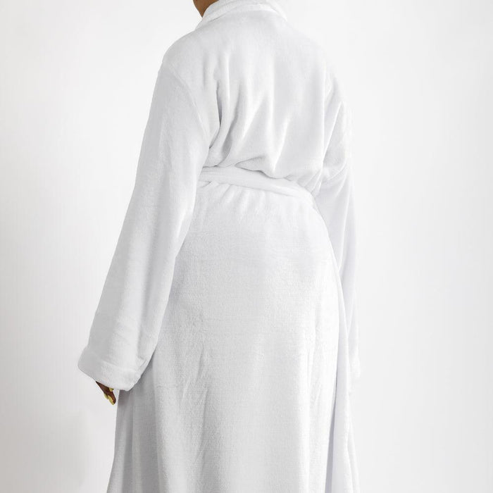 Whisper Soft Microfleece Bathrobe White-Bathrobes