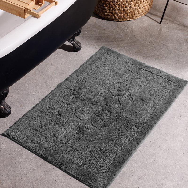 Cotton Pattern Bath Mat | Ash Grey