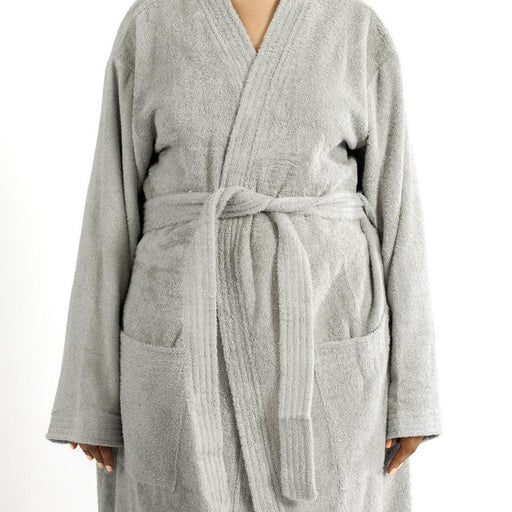 Whisper Soft Toweling Bathrobe Grey-Bathrobes