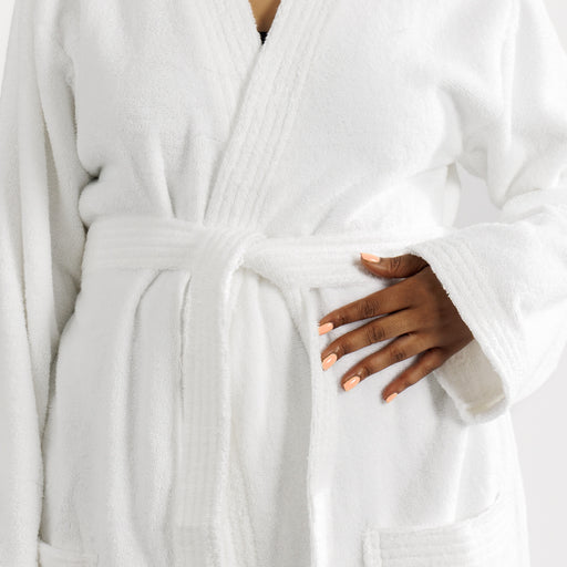 Whisper Soft Toweling Bathrobe White-Bathrobes