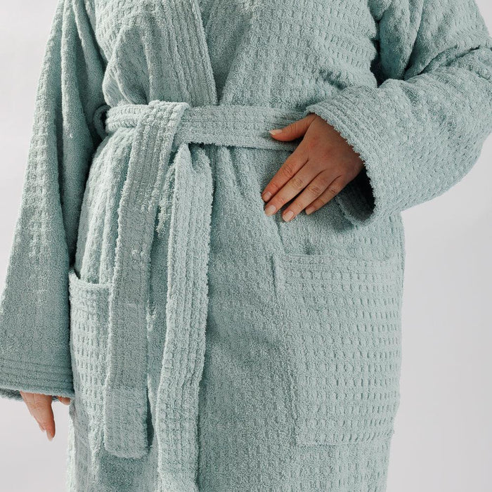 Whisper Soft Waffle Pique Towelling Bathrobe Aquifer-Bathrobes