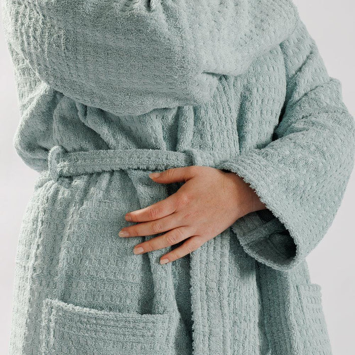 Whisper Soft Waffle Pique Towelling Bathrobe Aquifer-Bathrobes