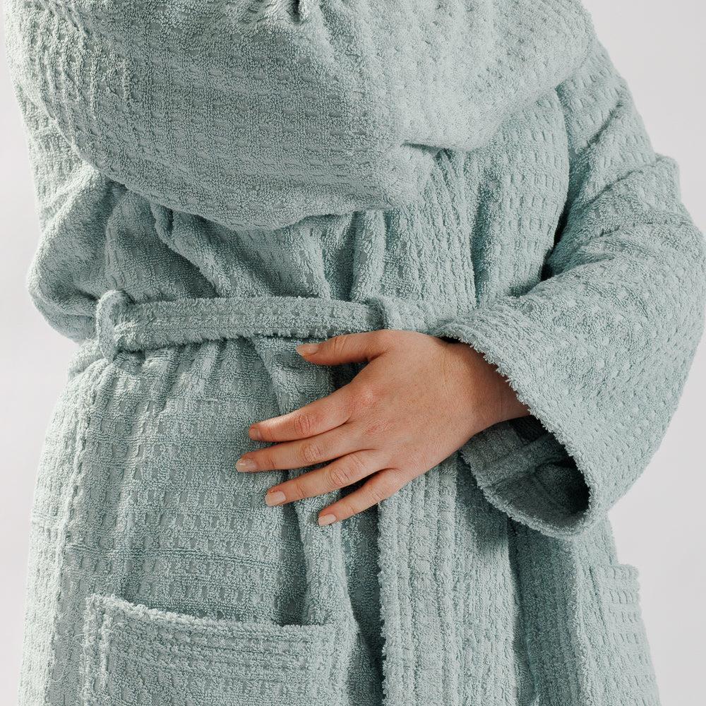 Whisper Soft Waffle Pique Towelling Bathrobe Aquifer-Bathrobes