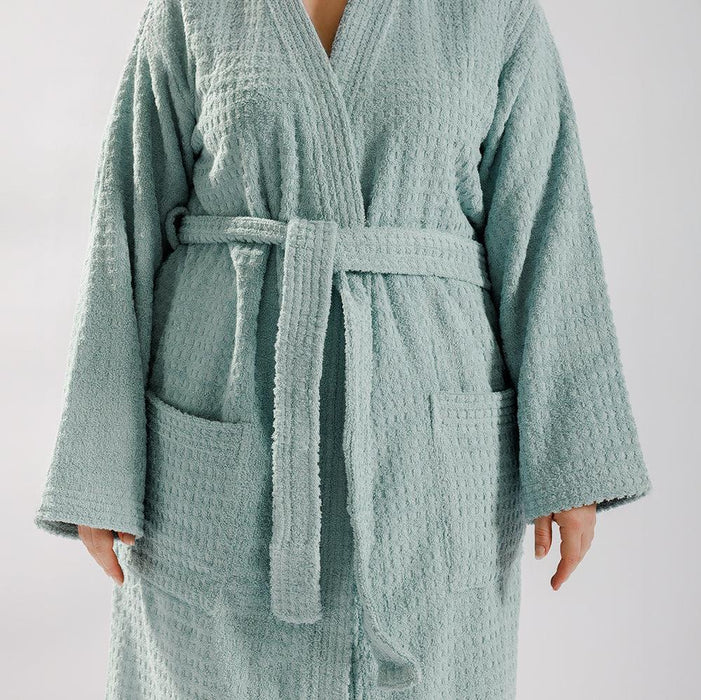 Whisper Soft Waffle Pique Towelling Bathrobe Aquifer-Bathrobes