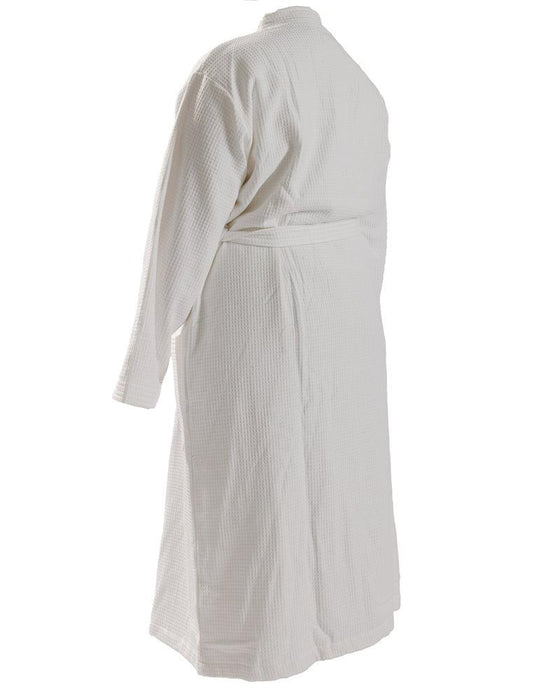 Whisper Soft Waffle Pique Towelling Bathrobe White-Bathrobes