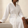 Whisper Soft Waffle Pique Towelling Bathrobe White