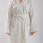 Whisper Soft Waffle Pique Towelling Bathrobe White