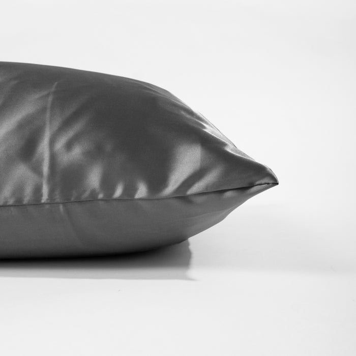 Whispersoft Indulgence Satin Pillowcase Pair - Charcoal-PILLOWCASE