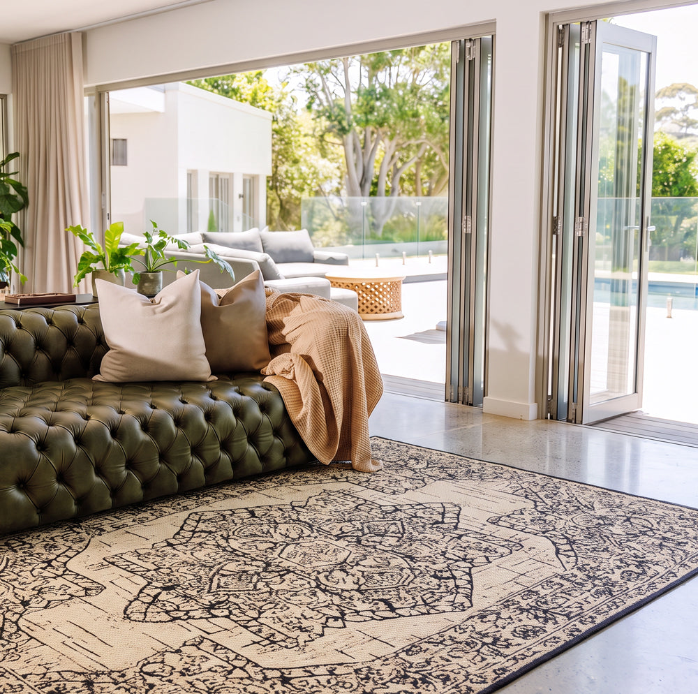 Winter Medallion Indoor and Outdoor Rug Misty Grey-Carpets/Rugs