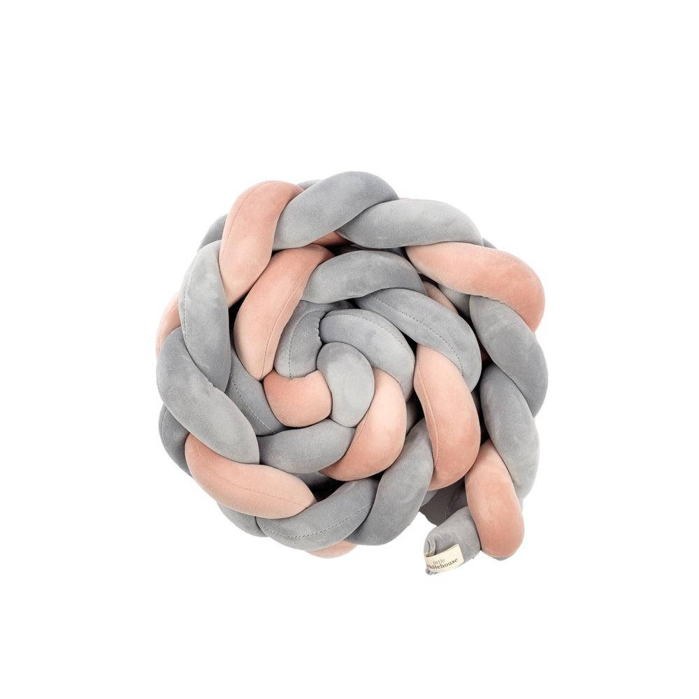 Woven Belt Cot Bumper - Grey & Pink-Cot Bumpers