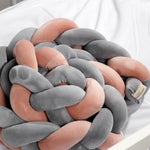 Woven Belt Cot Bumper Grey and Pink