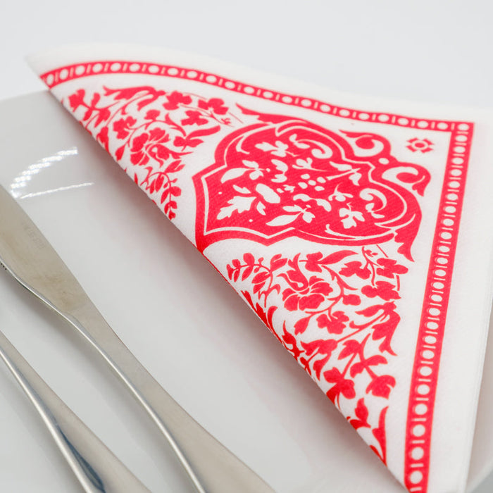 HOME.LIFE Indian Print Linen-look Napkin  (25 pack) - red