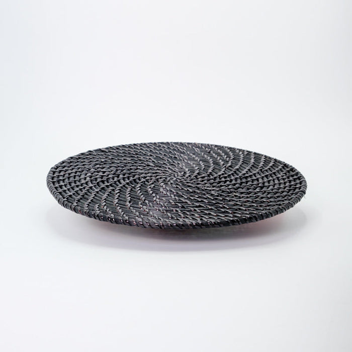 Round Woven Rattan Placemat - black