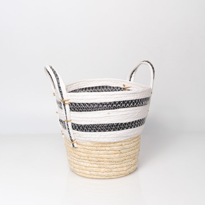 Maize Stripe Basket Small - Black/White