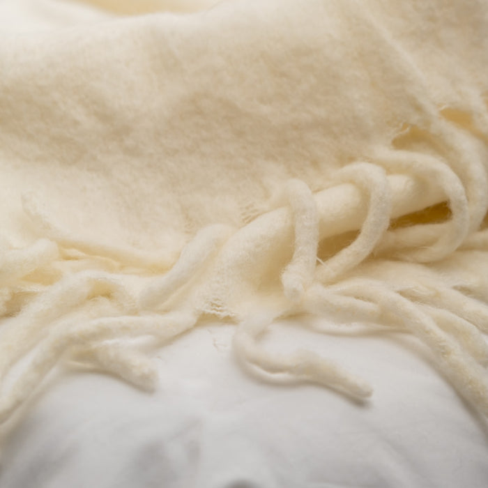 Woollen blend blanket throw - Ivory